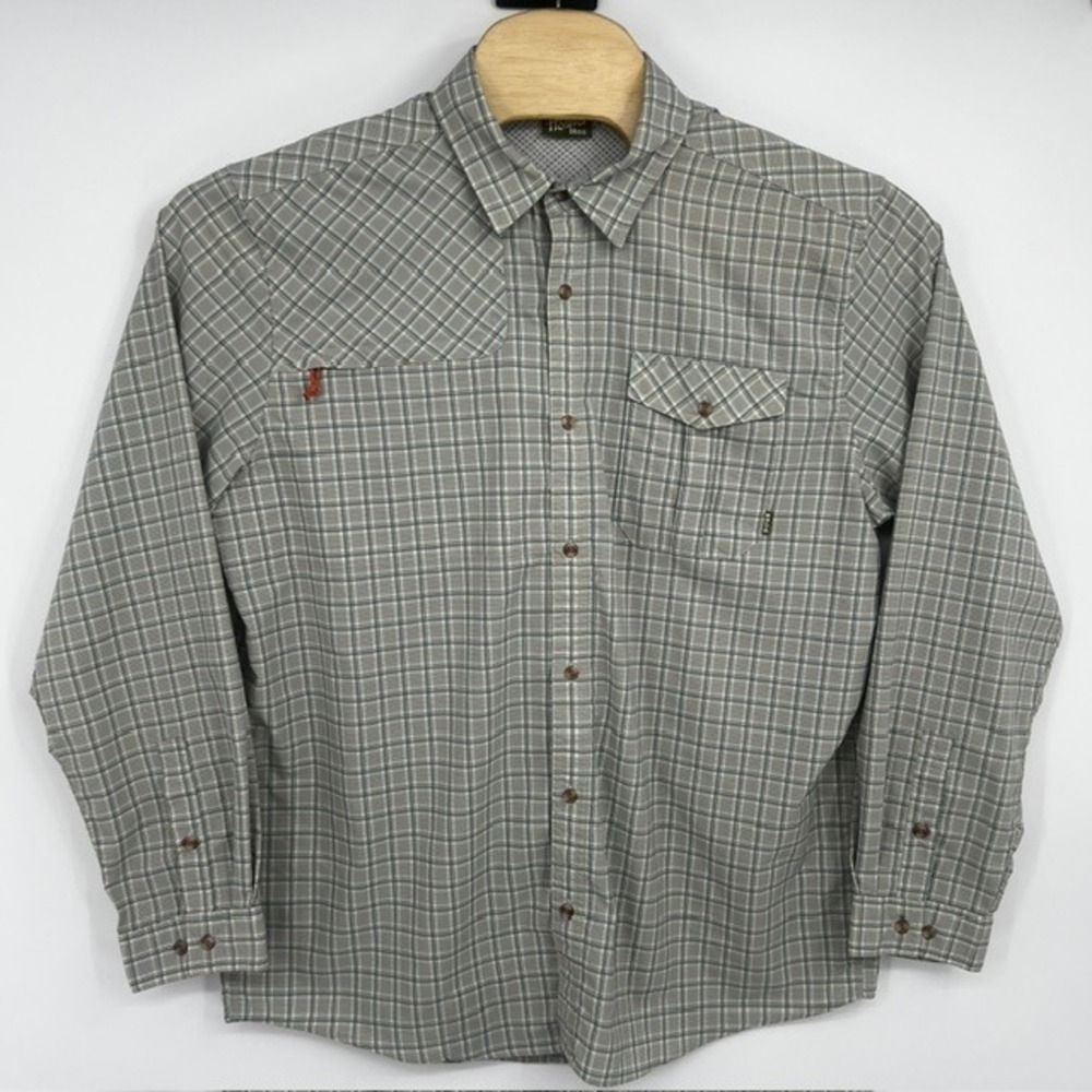 Howler Bros Men's Large Gray & Blue Plaid Long Sleeve Button Down Fishing Shirt